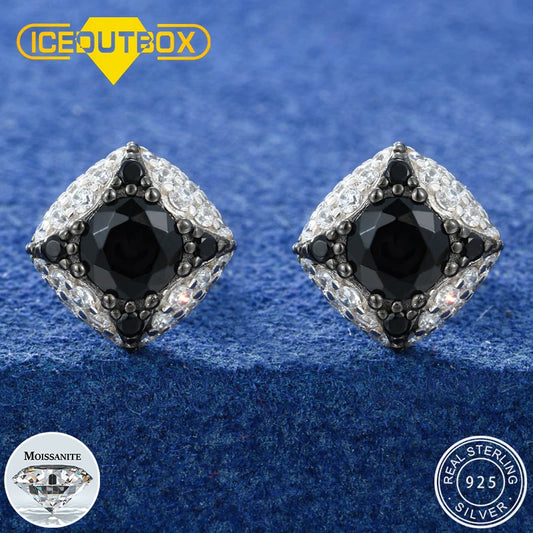Iced Star Stud Earrings, Moissanite or CZ, 925 Silver