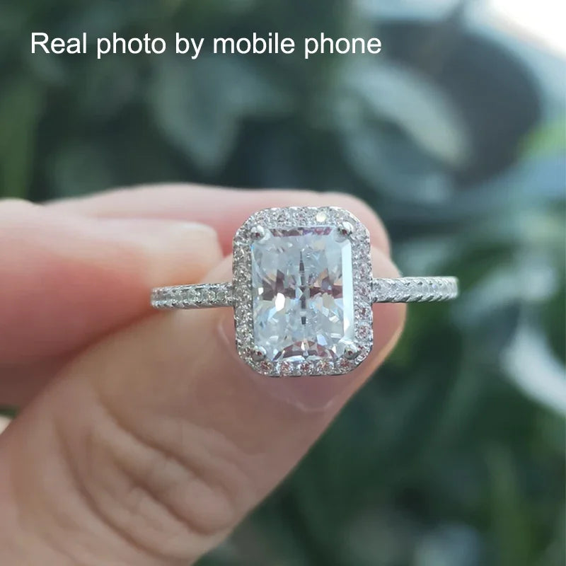 Radiant or Emerald Cut Moissanite Ring, 1ct or 2ct