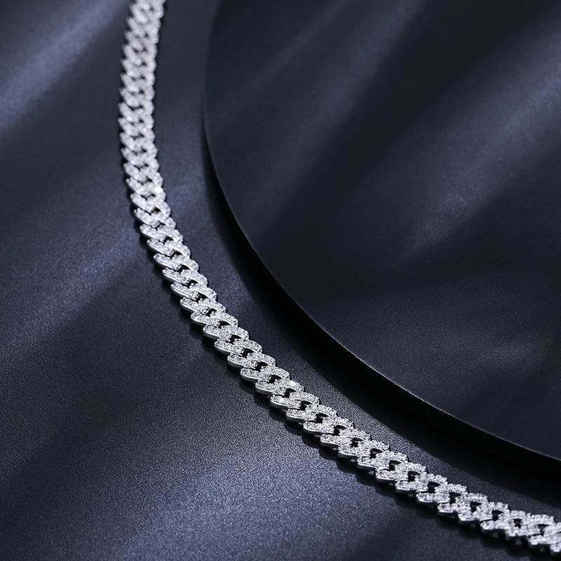 6mm Moissanite Cuban Chain in 925 Sterling Silver