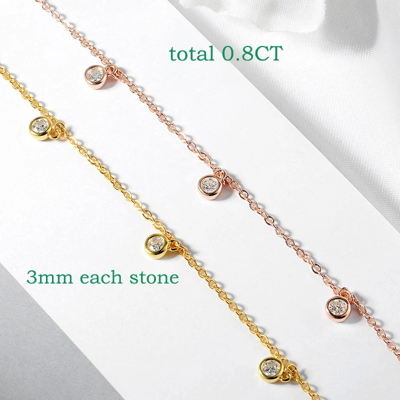 8 Stone Bubble Moissanite Necklace in 925 Silver