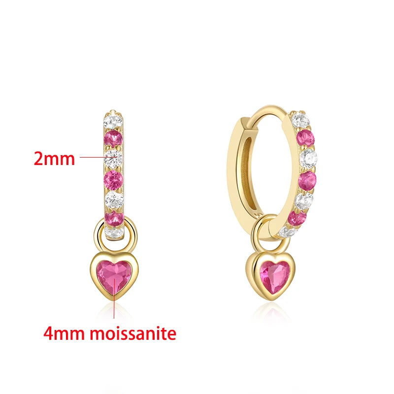 4mm Heart Cut Pink Hoop Earrings in 925 Silver