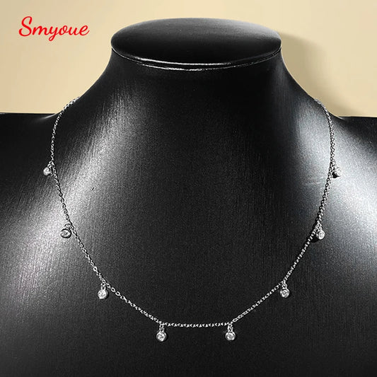 8 Stone Bubble Moissanite Necklace in 925 Silver