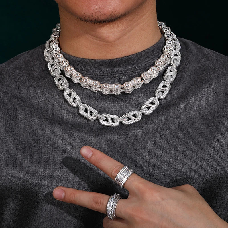 Baguette Moissanite Cuban Necklace, 6mm to 20mm, 925
