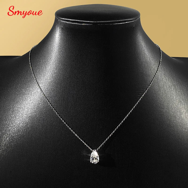 Pear Moissanite Pendant Necklace, 1ct to 4ct, 3 Styles