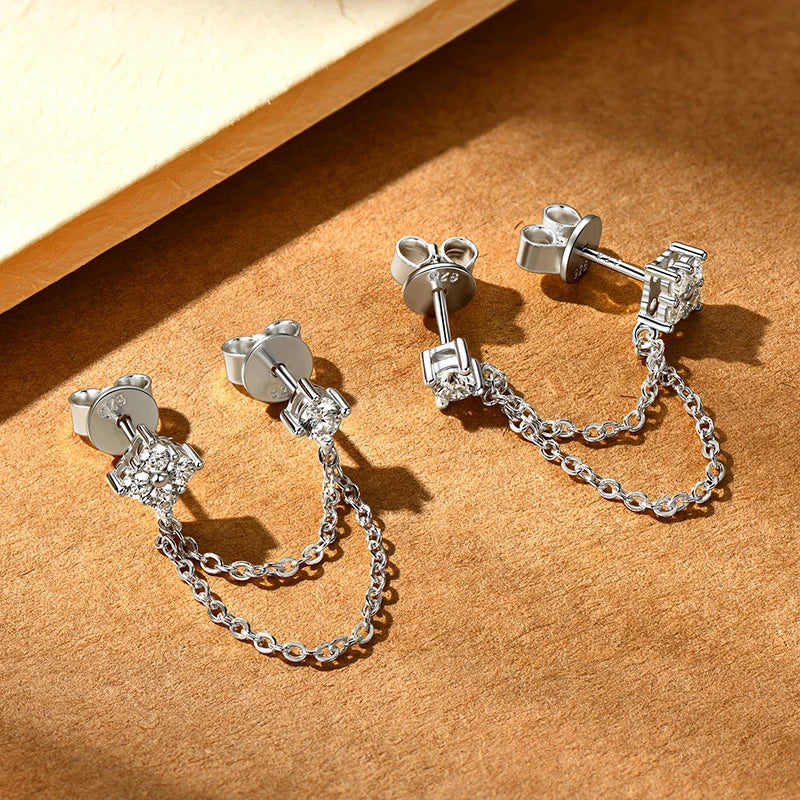 0.45cttw Moissanite Drop Stud Earrings in 925 Silver