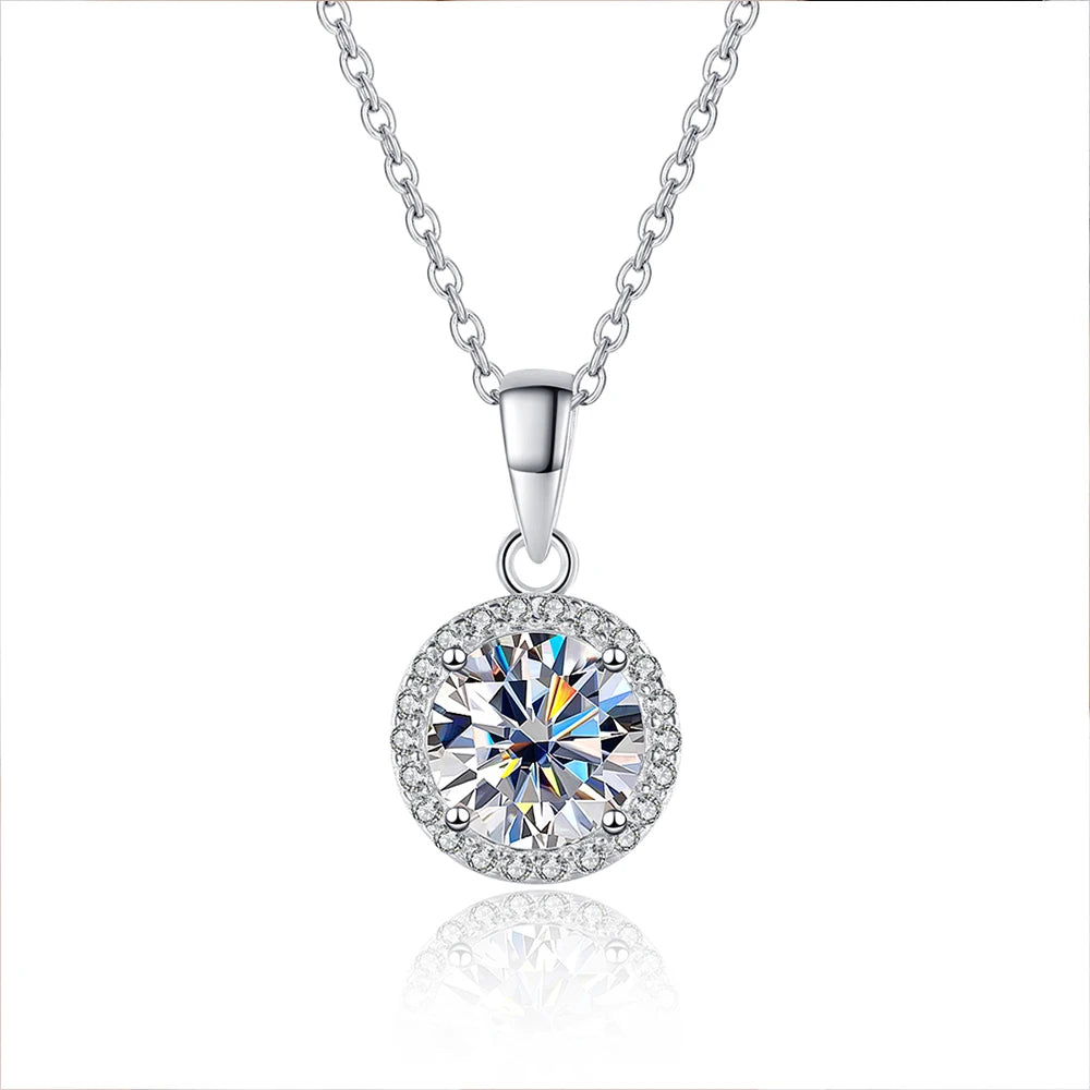1ct Round Pendant Necklace in 925 Silver