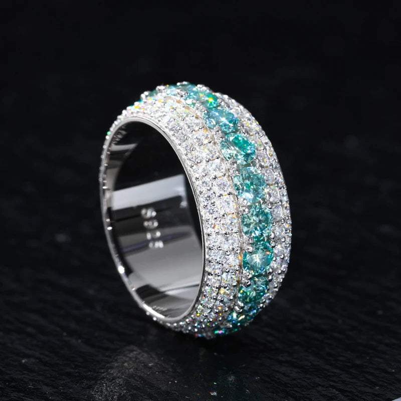 Pave Moissanite Ring, D VVS in 925 Silver, Sizes 7 to 12