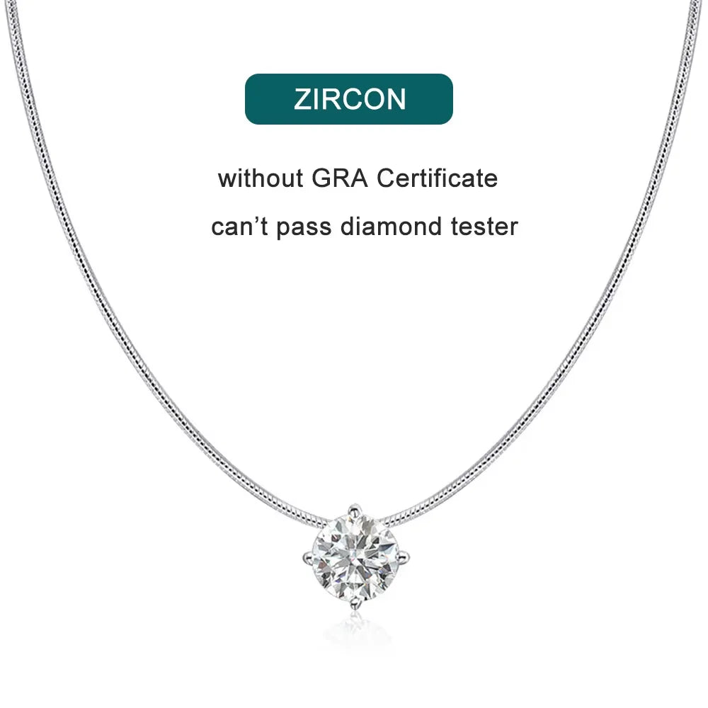 Dainty Moissanite Pendant Necklace, 0.5ct to 2ct s925