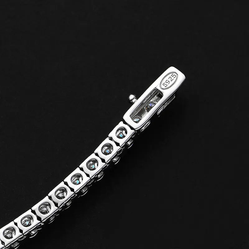 Tennis Necklace, Moissanite or Zircon in 925 Silver