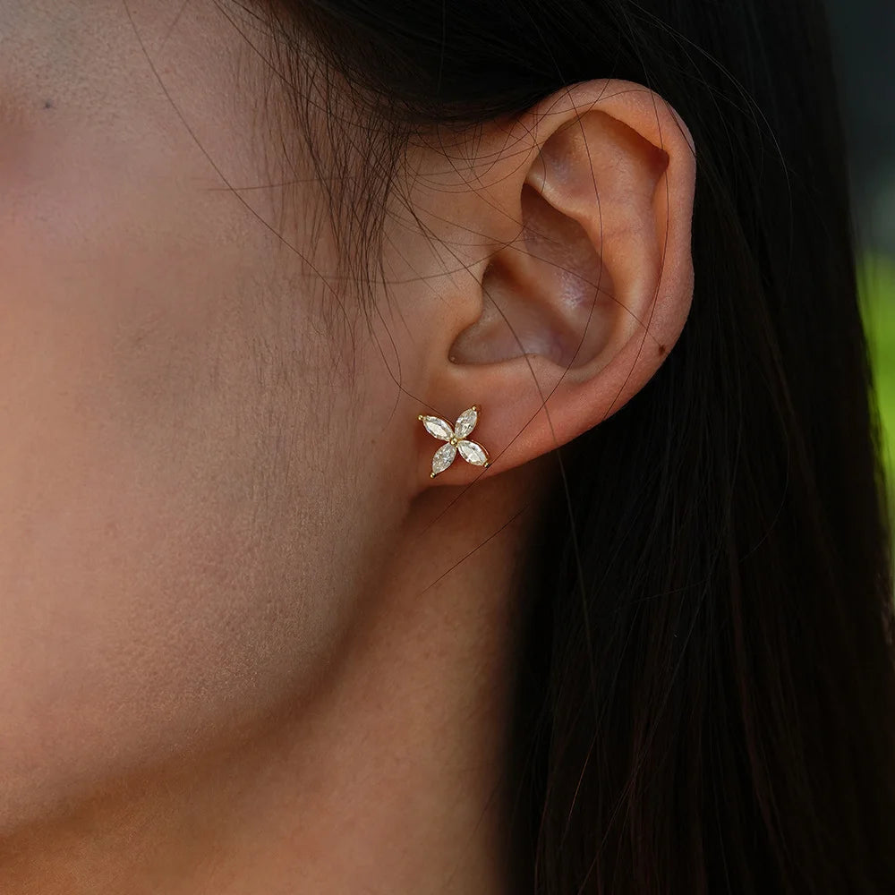 Moissanite Stud Earrings, 1 or 4 Piece Set in s925