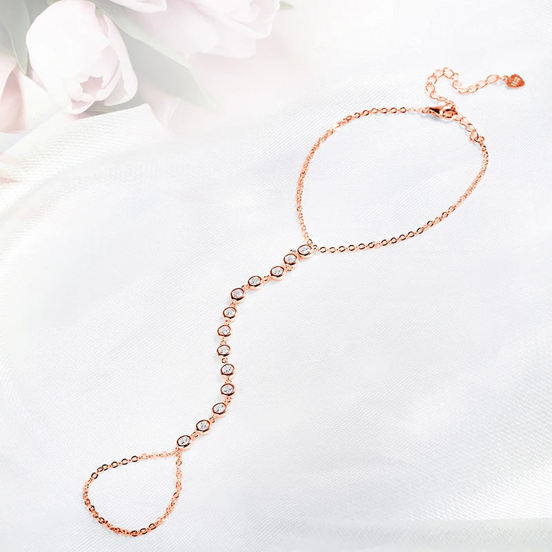 Moissanite Chain Bracelet, Adjustable 14cm to 21cm