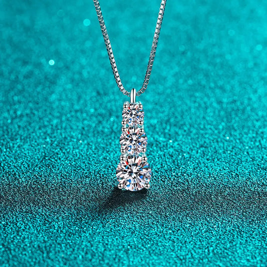 Solitaire Moissanite Necklace on Box or O Chain
