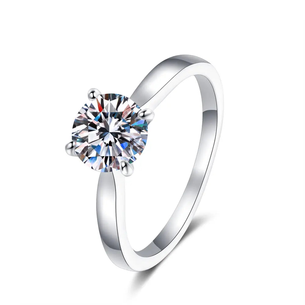 4 Prong Solitaire Moissanite Ring, 0.5ct to 2ct s925