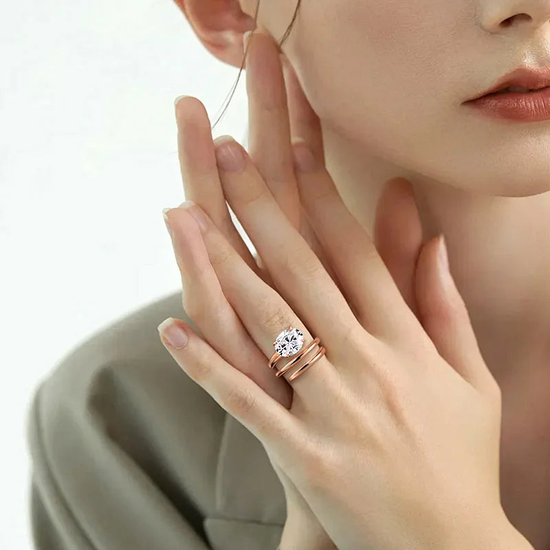 Moissanite Solitaire Ring, 1ct to 3ct Certified, 925