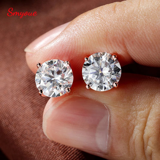 Moissanite Stud Earrings, 0.1ct to 3ct, 925 Silver 18k