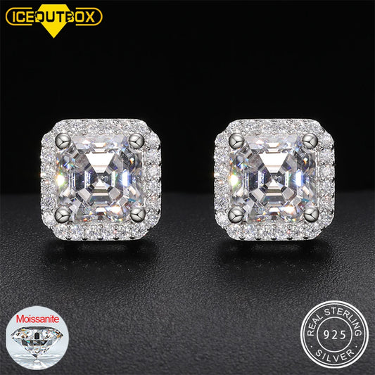 Ascher Cut Moissanite Earrings in 925 Silver