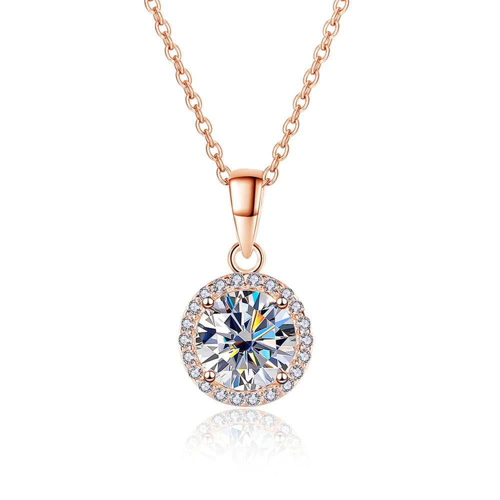 1ct Round Pendant Necklace in 925 Silver