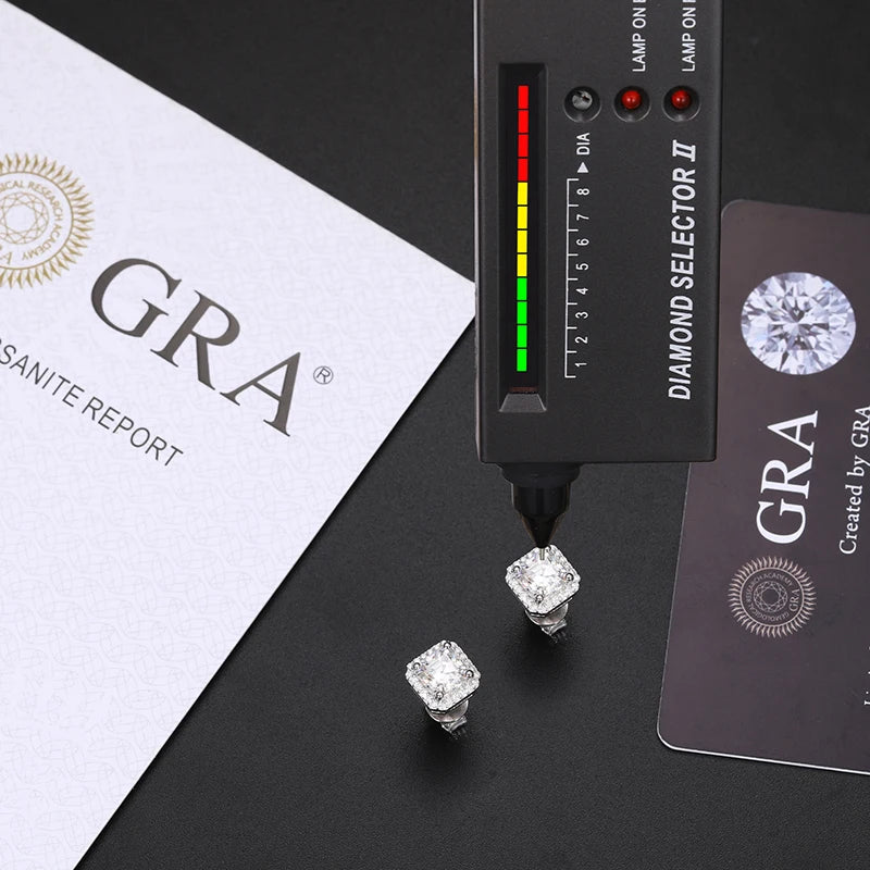 Ascher Cut Moissanite Earrings in 925 Silver