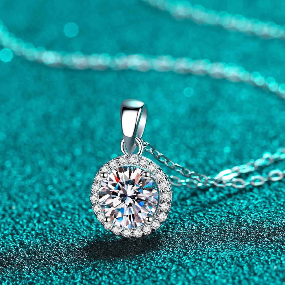 1ct Round Pendant Necklace in 925 Silver