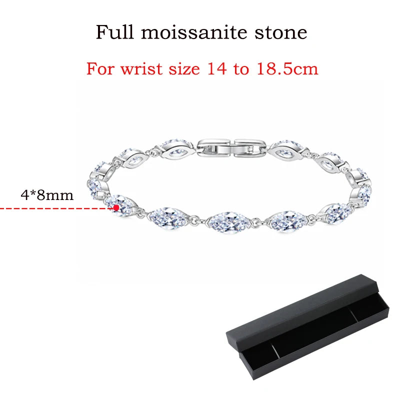Marquise Moissanite Tennis Bracelet in Pure 925 Silver