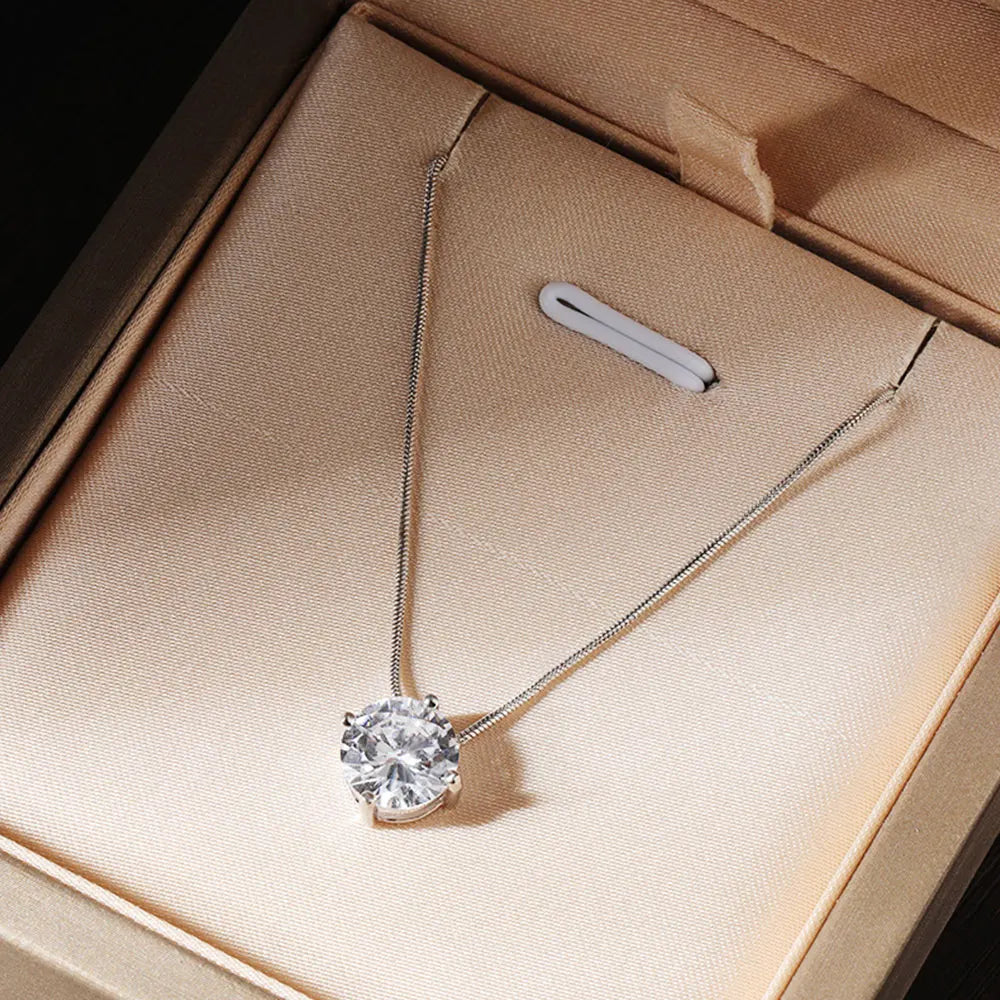 Dainty Moissanite Pendant Necklace, 0.5ct to 2ct s925