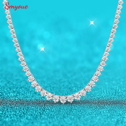 Graduated Tennis Necklace, Moissanite or Zircon, 925