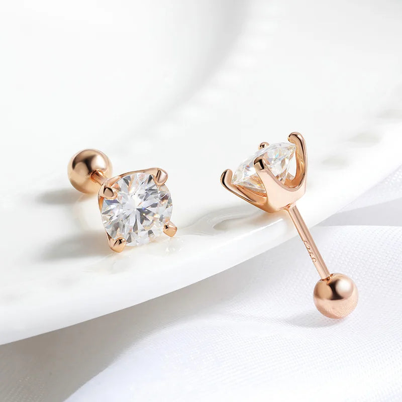 Moissanite Stud Earrings, 0.3ct to 2ct Each, 925 Silver