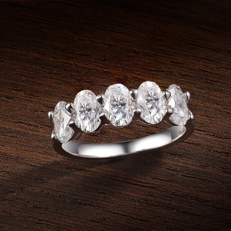 4x6mm Oval Moissanite Ring, GRA Certified 925 Silver