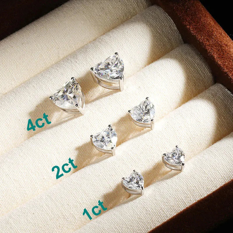 Heart Cut Stud Earrings, 0.5ct to 4ct