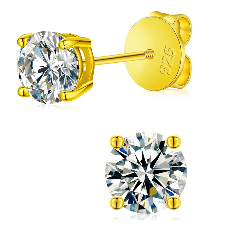 Moissanite Stud Earrings, 3mm to 10mm Screw Back