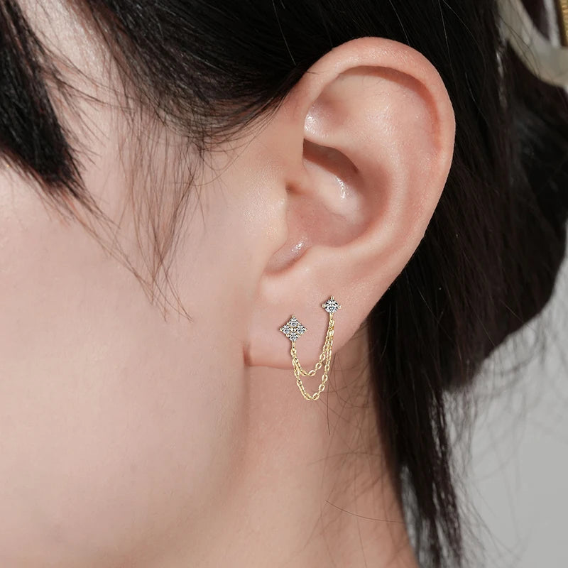 0.45cttw Moissanite Drop Stud Earrings in 925 Silver