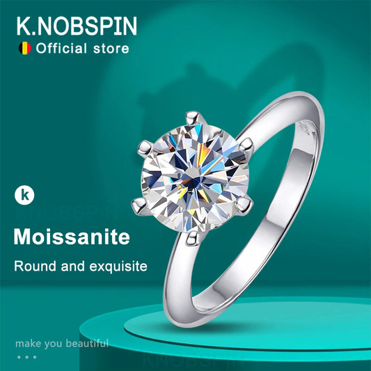 Six Prong Moissanite Solitaire Ring, 0.5ct to 10ct