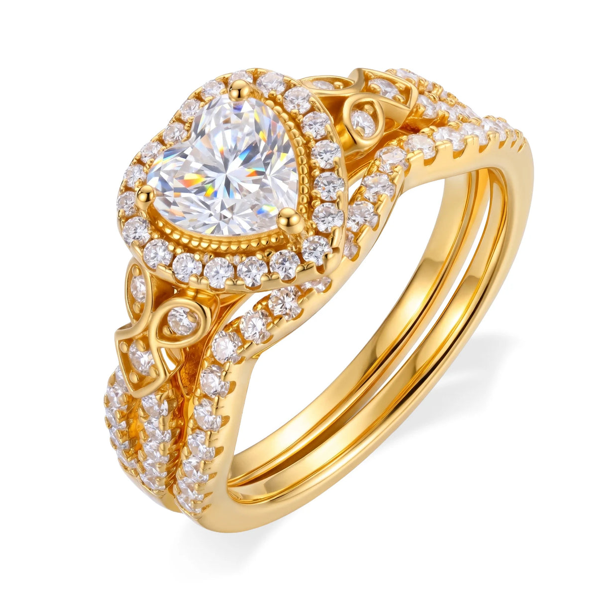 Moissanite Promise Ring Set, 2 Stackable Rings, 925