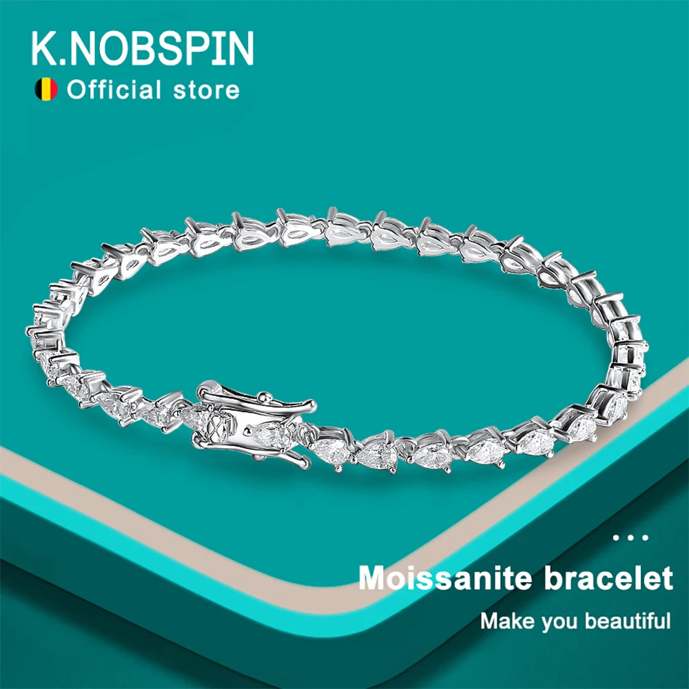 Pear Cut Moissanite Tennis Bracelet, GRA s925 Silver