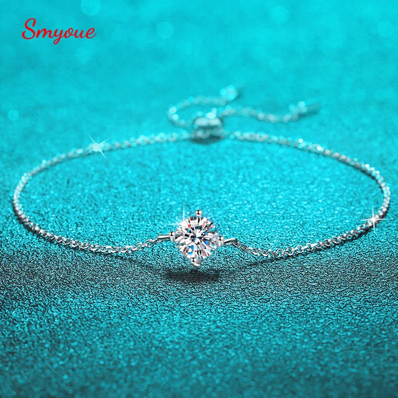 1ct 6.5mm Adjustable Chain Bracelet in 925 Silver