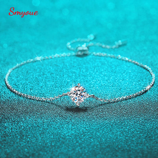 1ct 6.5mm Adjustable Chain Bracelet in 925 Silver