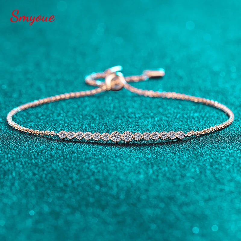 Gradient Moissanite Bracelet, Adjustable 14 to 22cm