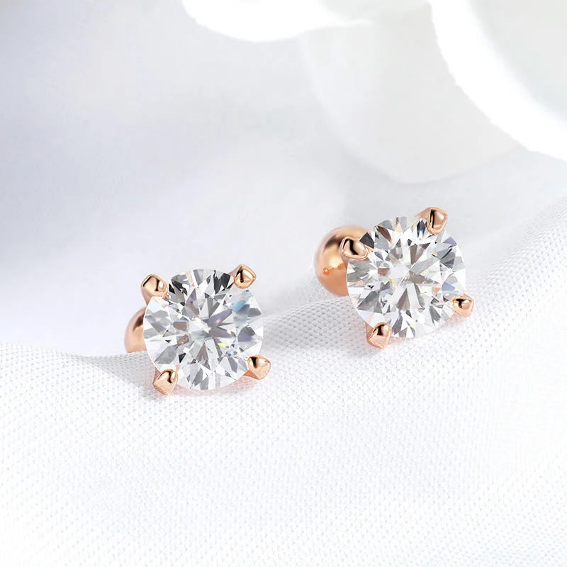 Moissanite Stud Earrings, 0.3ct to 2ct Each, 925 Silver