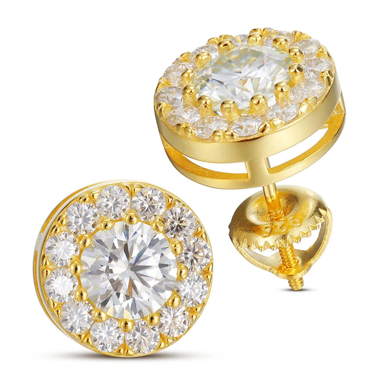 Round Moissanite Stud Earrings, 3mm and Up in 925 Silver