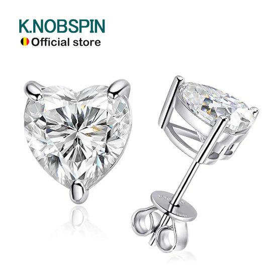 Heart Cut Stud Earrings, 0.5ct to 4ct