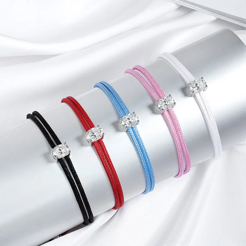 Oval 5x7mm Moissanite Rope Bracelet, 5 Colours, S925