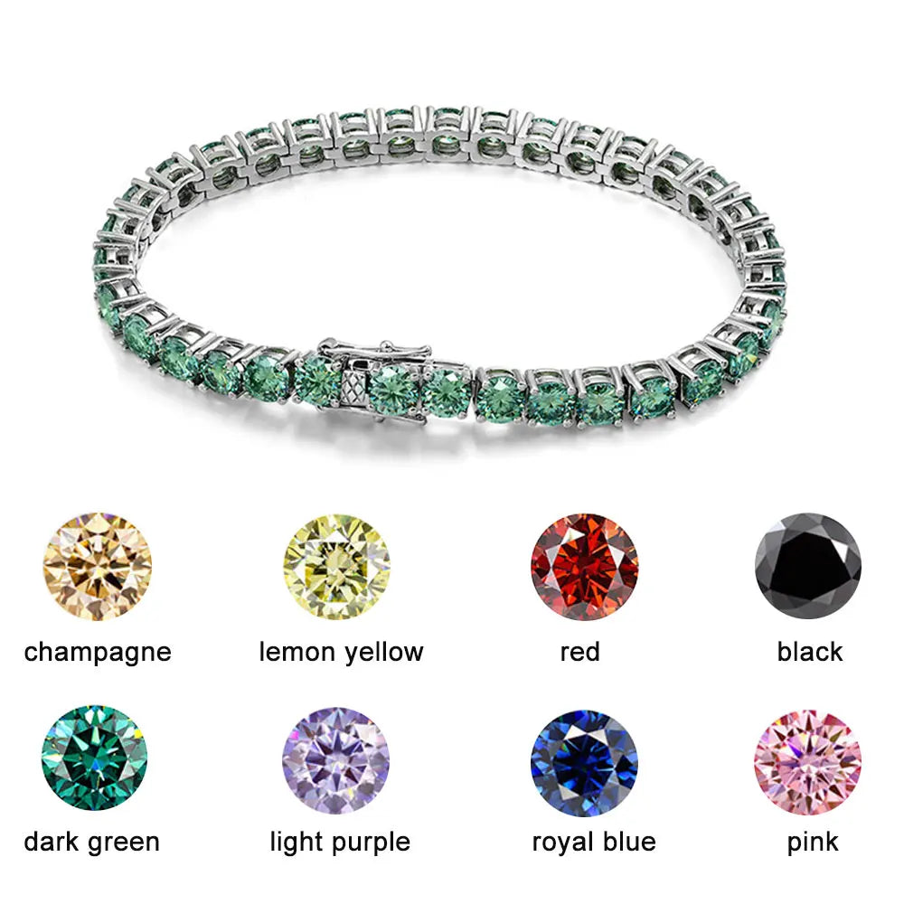 Green Moissanite Tennis Bracelet, 3mm to 6.5mm GRA