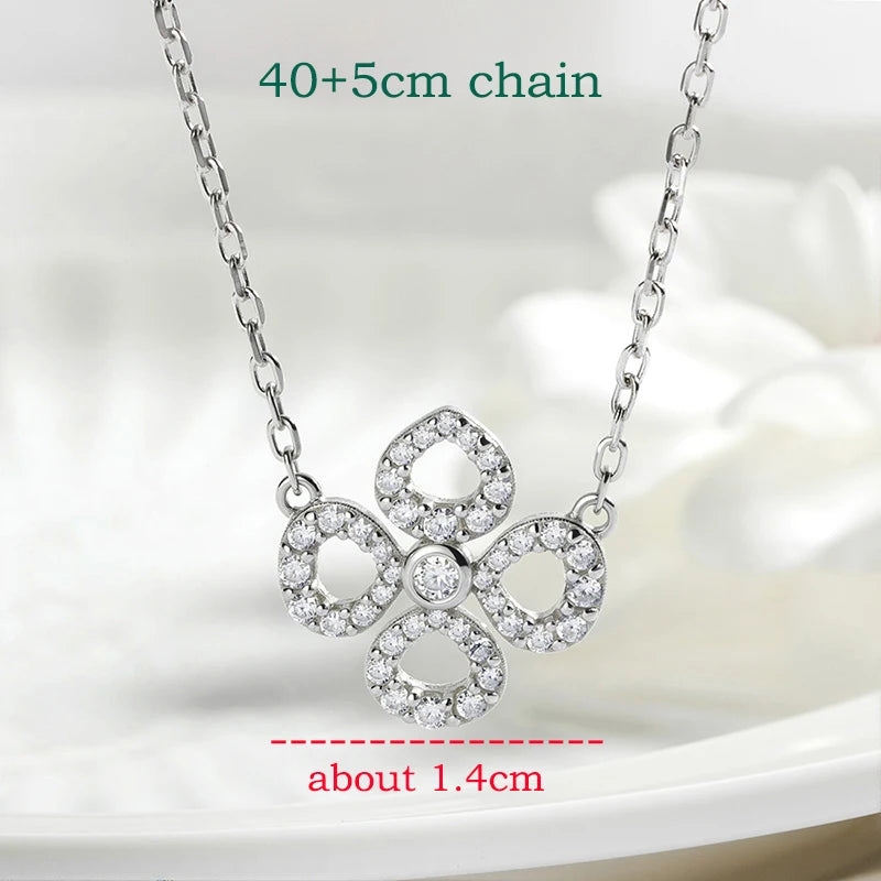 Flower Moissanite Pendant Necklace in 925 Silver