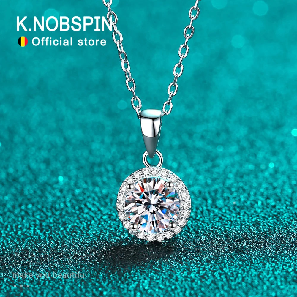 1ct Round Pendant Necklace in 925 Silver