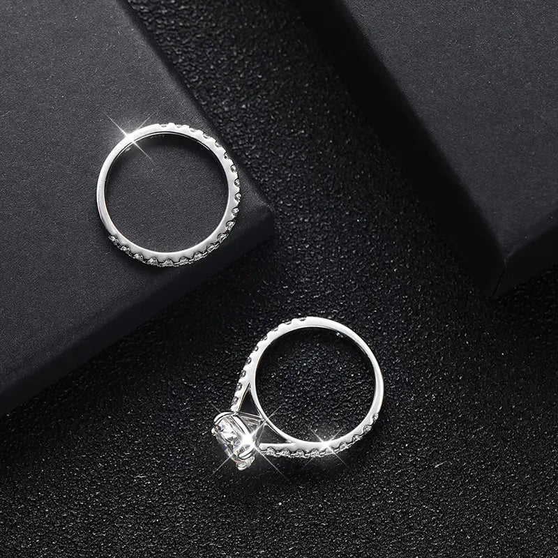 Moissanite Bridal Ring Set with Eternity Band