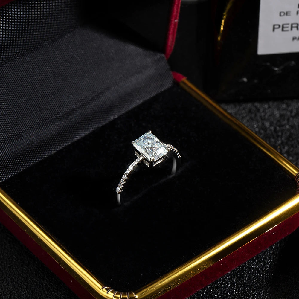 Radiant Cut Moissanite Ring, 1ct to 4ct in 925 Silver