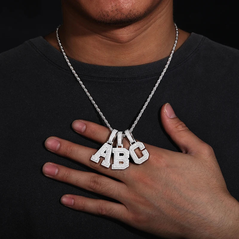 A to Z Letter Moissanite Pendant, Iced Out S925