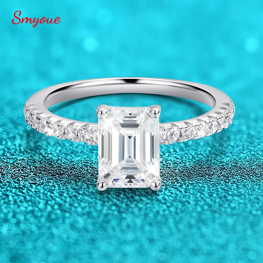 Emerald or Radiant Cut Ring, 1ct to 4ct in 925 Silver