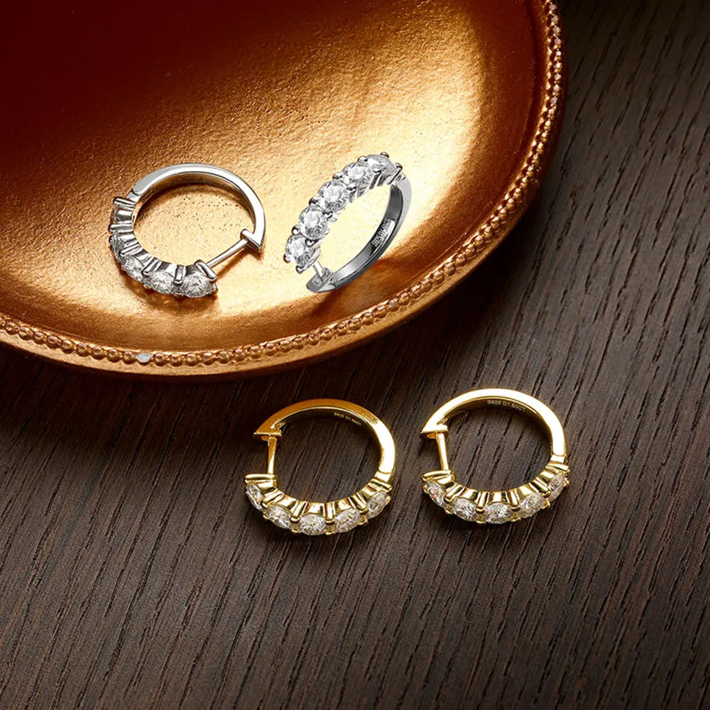 Moissanite Hoop Earrings, 3mm to 4mm in 925 Silver