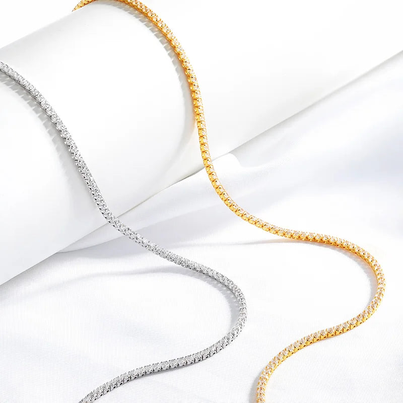2mm Tennis Necklace Choker in Sterling Silver